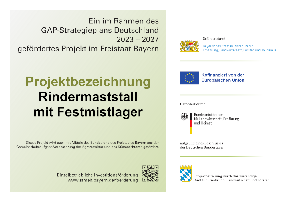 EIF-Hinweistafel Ein im Rahmen des GAP-Strategieplans Deutschland 2023-2027 gefördertes Projekt im Freistaat Bayern